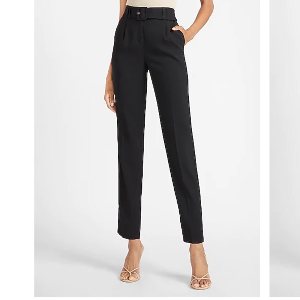 EXPRESS High Waisted Belted Ankle Pant